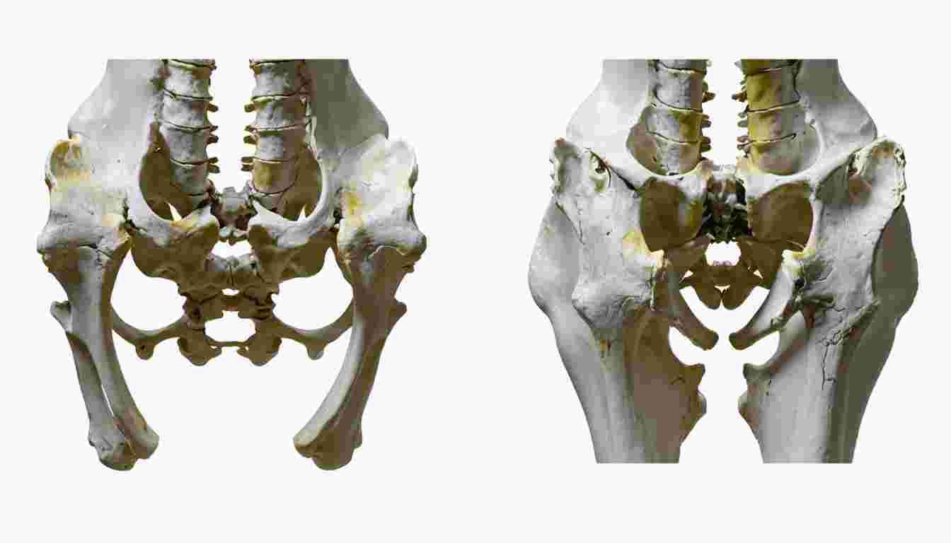 Bony pelvis: anatomical positioning and boundaries of the pelvic inlet, pelvic cavity, and pelvic outlet