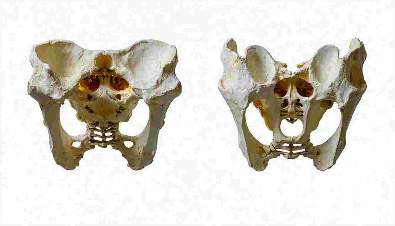 Definition and differentiation of true pelvis and false pelvis, along with methods for sex determination using male and female bony pelvis