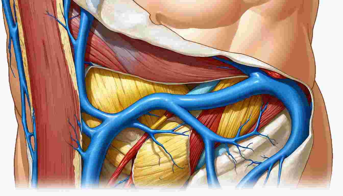 Extent, boundaries, and anatomical contents of the inguinal canal, including Hesselbach's triangle