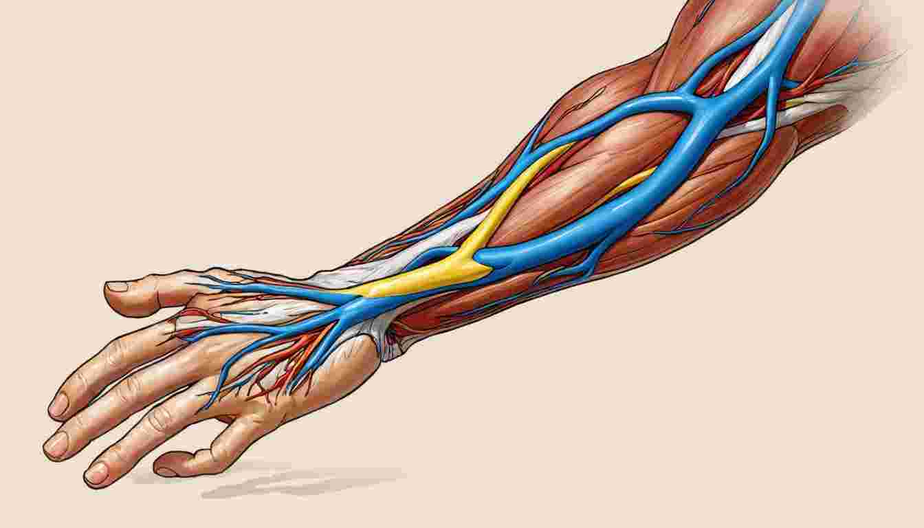Nerves and blood vessels of the forearm: origin, course, relations, and branches