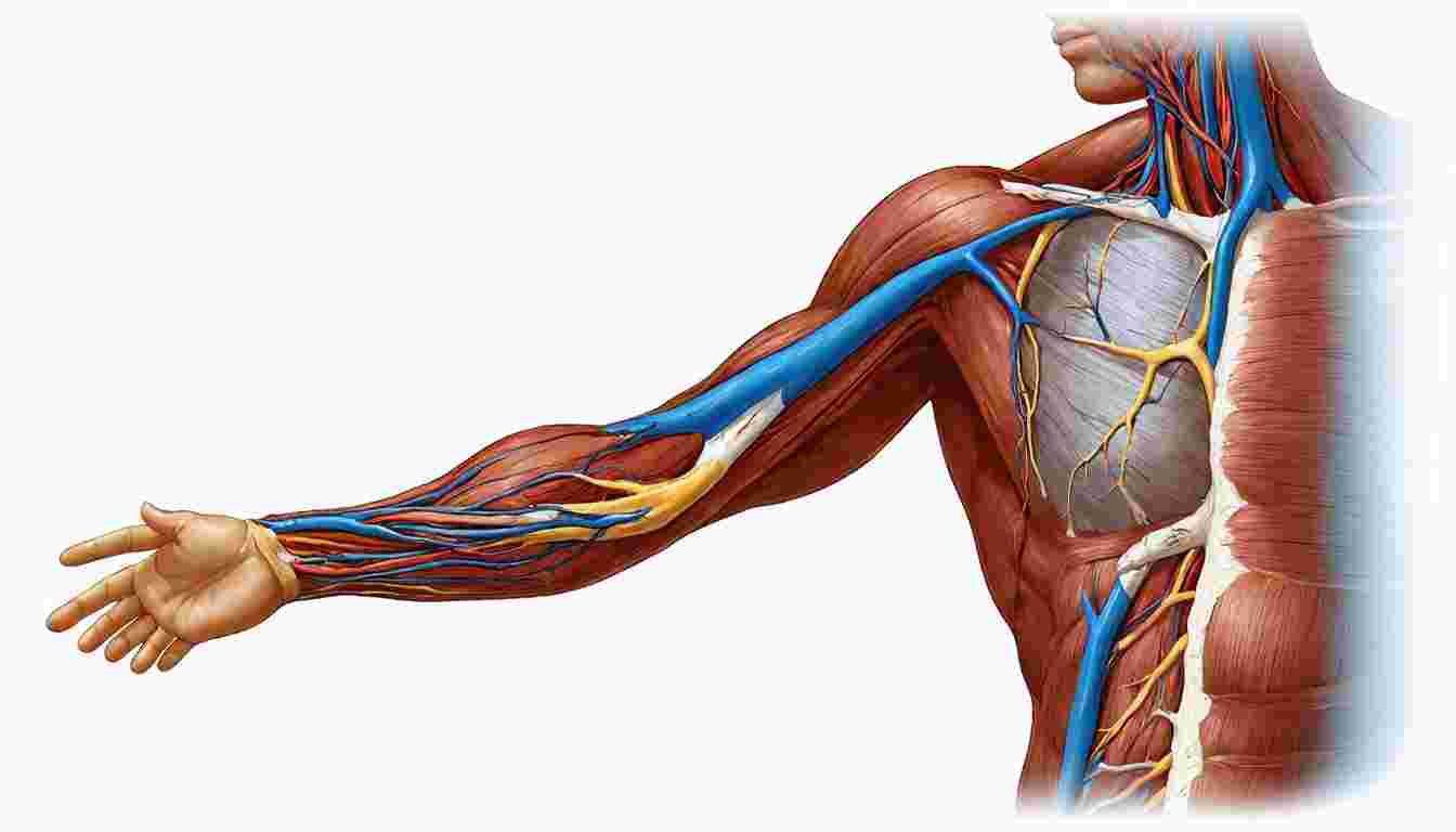 Nerves and blood vessels of the arm: Origin, course, relations, and branches