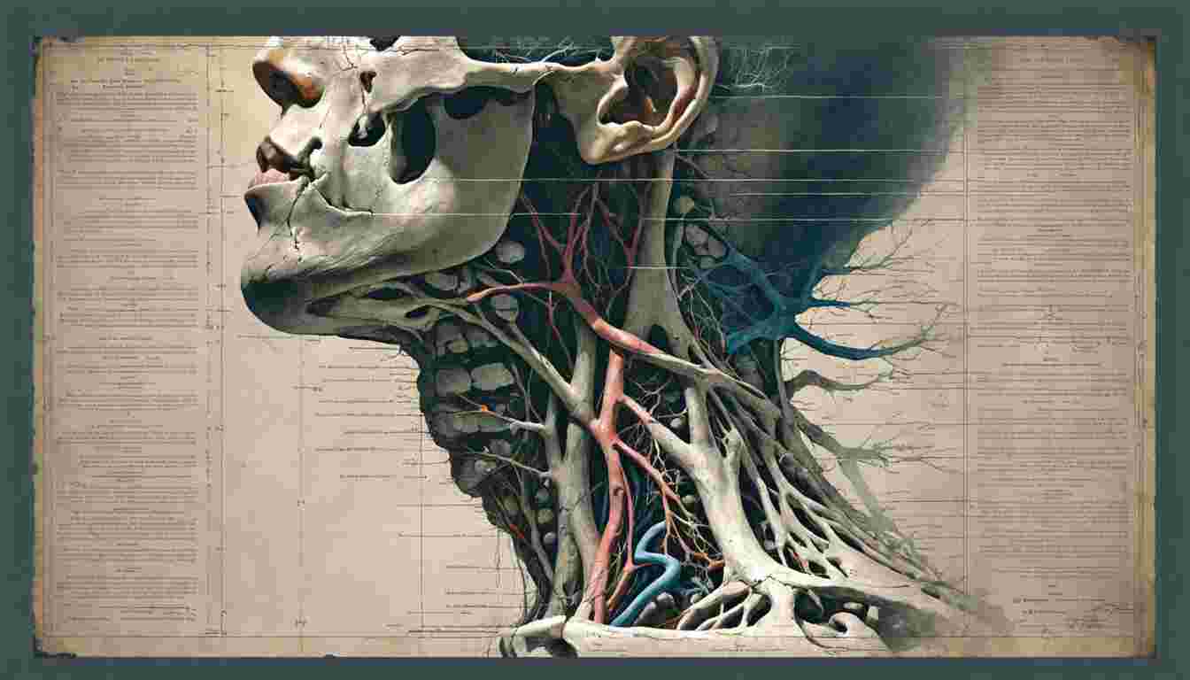 Course and branches of cranial nerves IX, X, XI, and XII in the neck