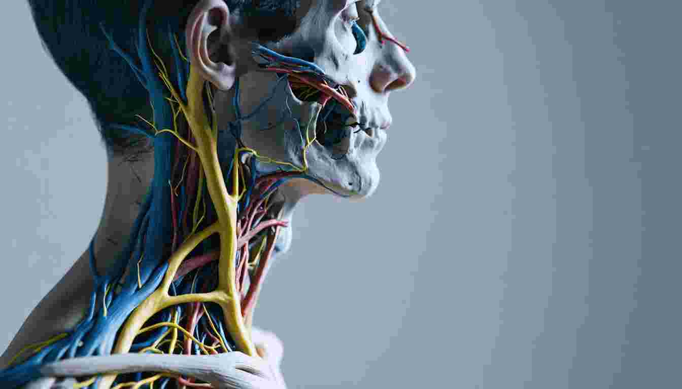 Course and branches of cranial nerves IX, X, XI, and XII in the neck
